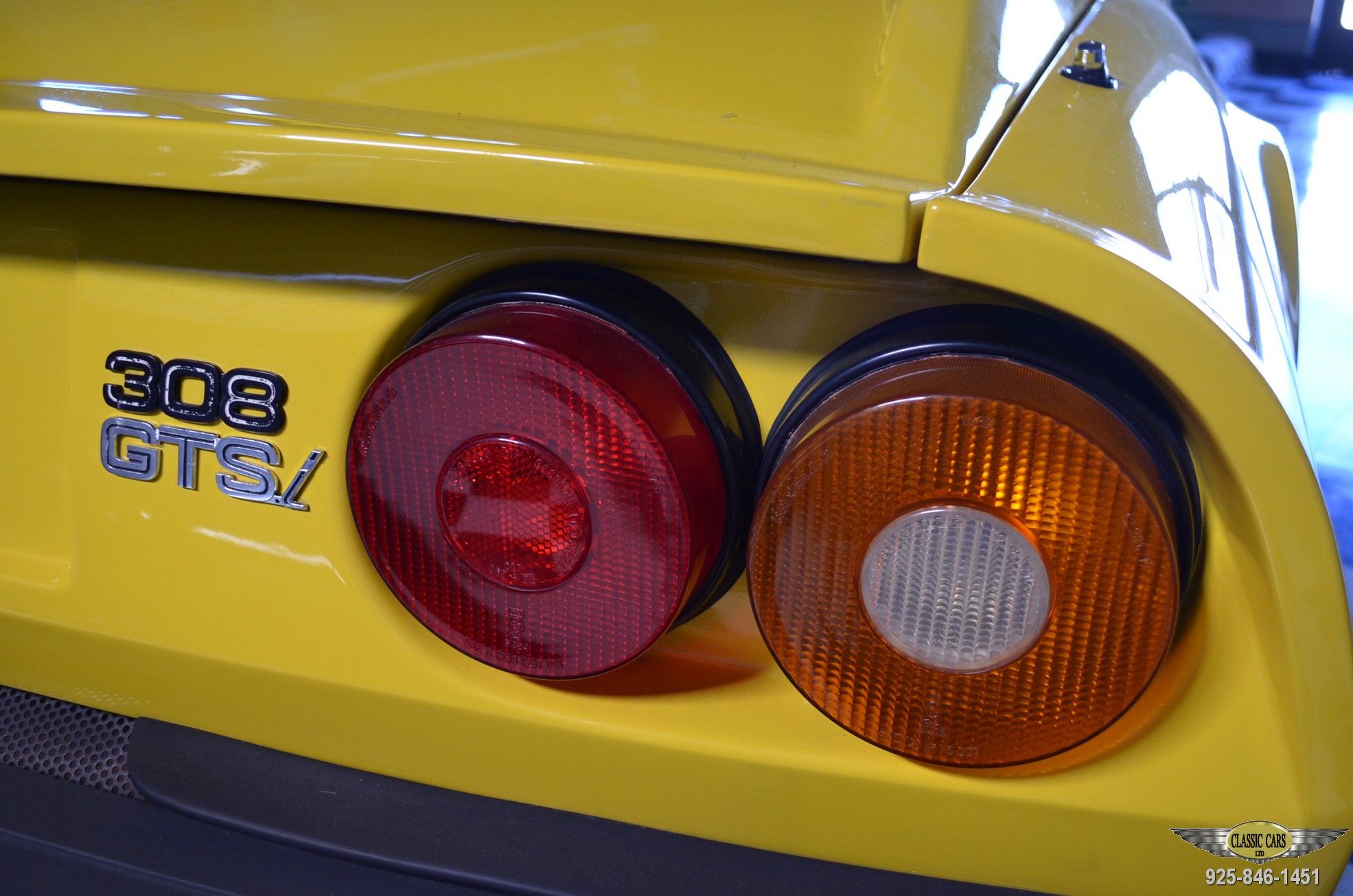 Yellow Ferrari 308 GTS classic car